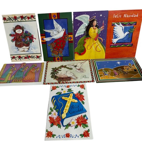 Vintage 32 Spanish Christmas Cards 16 Designs x 2 English Translation Made USA - Picture 2 of 3